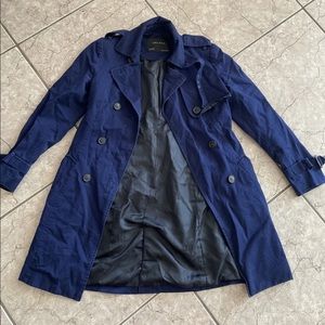 Zara Basic Trench Coat Jacket Tan Button Front Collared Size Medium Xs